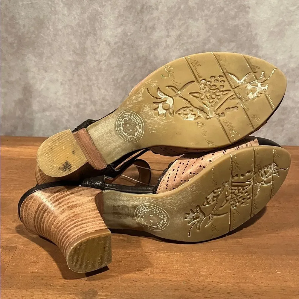 Gold Button Black and Tan Mary Jane Heels size 41